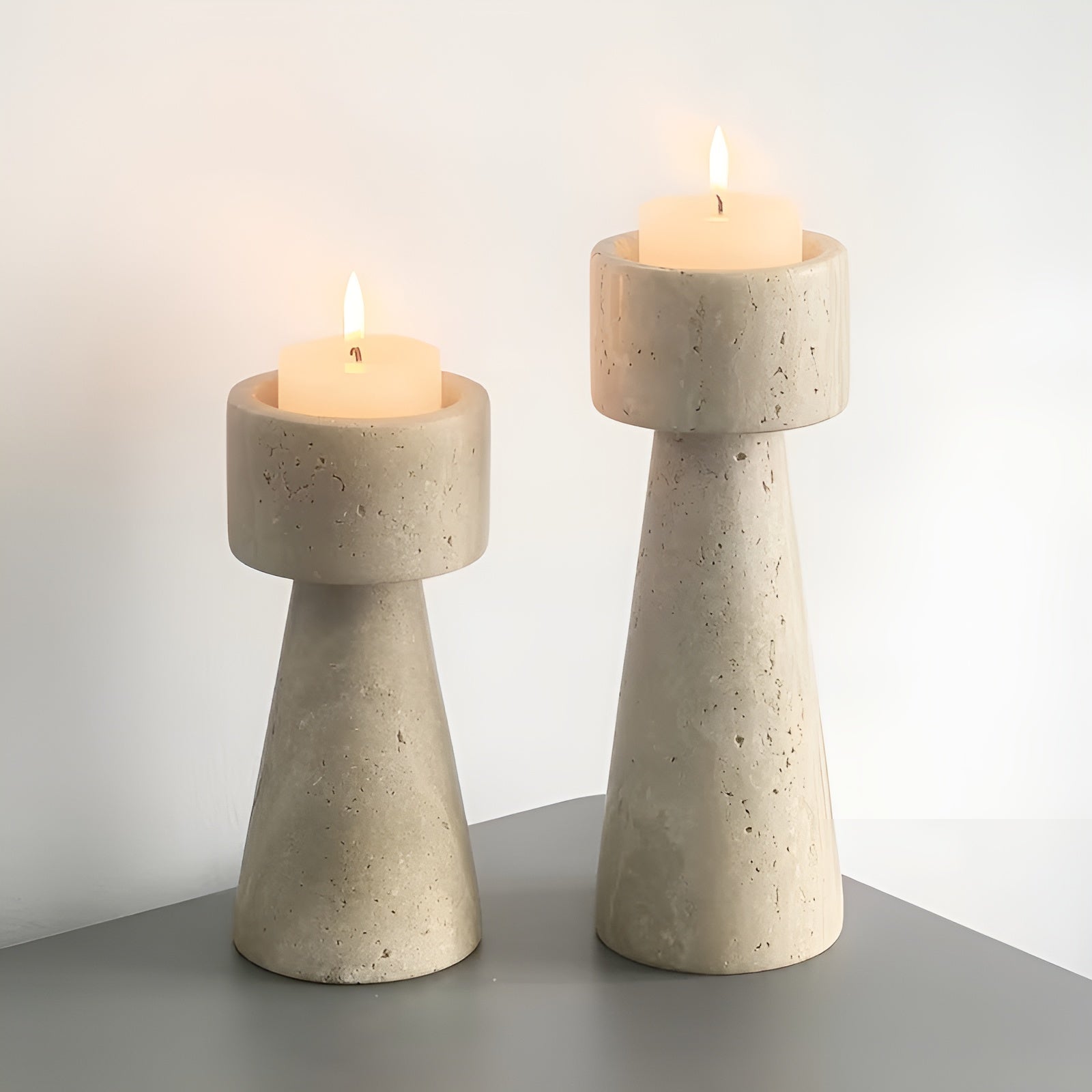 Marmorkerzenhalter aus Naturstein – Elegant & Dekorativ | Poliert für Tisch Hochzeit und Wohnraum- - Wohnzubehör