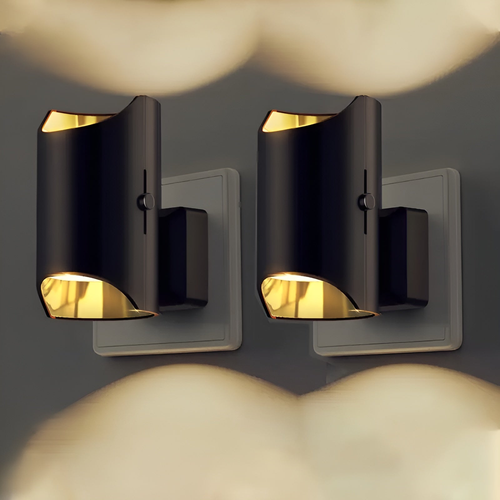 2er Set LED Wandleuchten mit Stecker –Dimmbare Wandleuchten im Modernen Schwarz-Kupfer Look | Perfekt für Schlafzimmer & Flur
