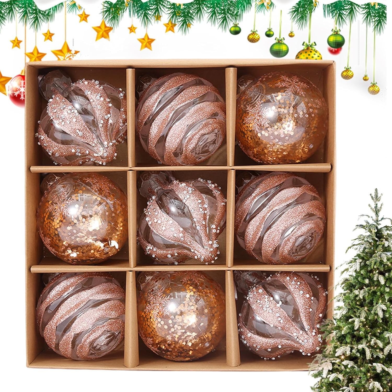 Goldene Weihnachtskugeln – Elegante und Glänzende Deko | Perfekt für Weihnachtsbaum & Festliche Dekoration