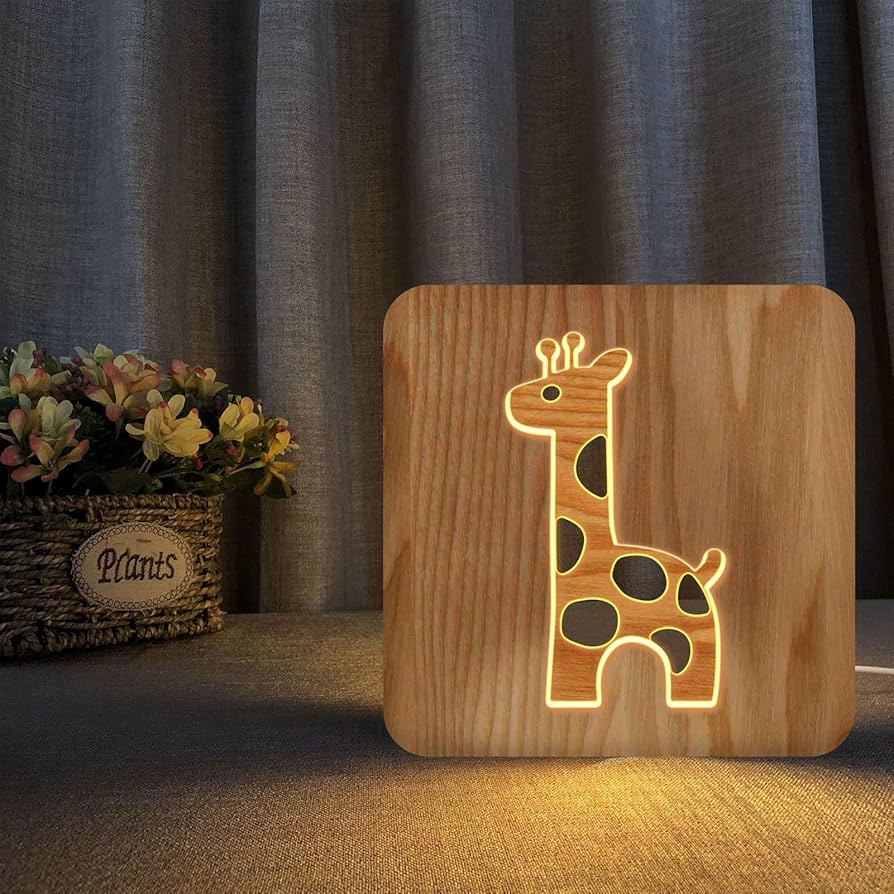Kinder-Nachttischlampe aus Holz – Warmes Licht für ruhige Nächte