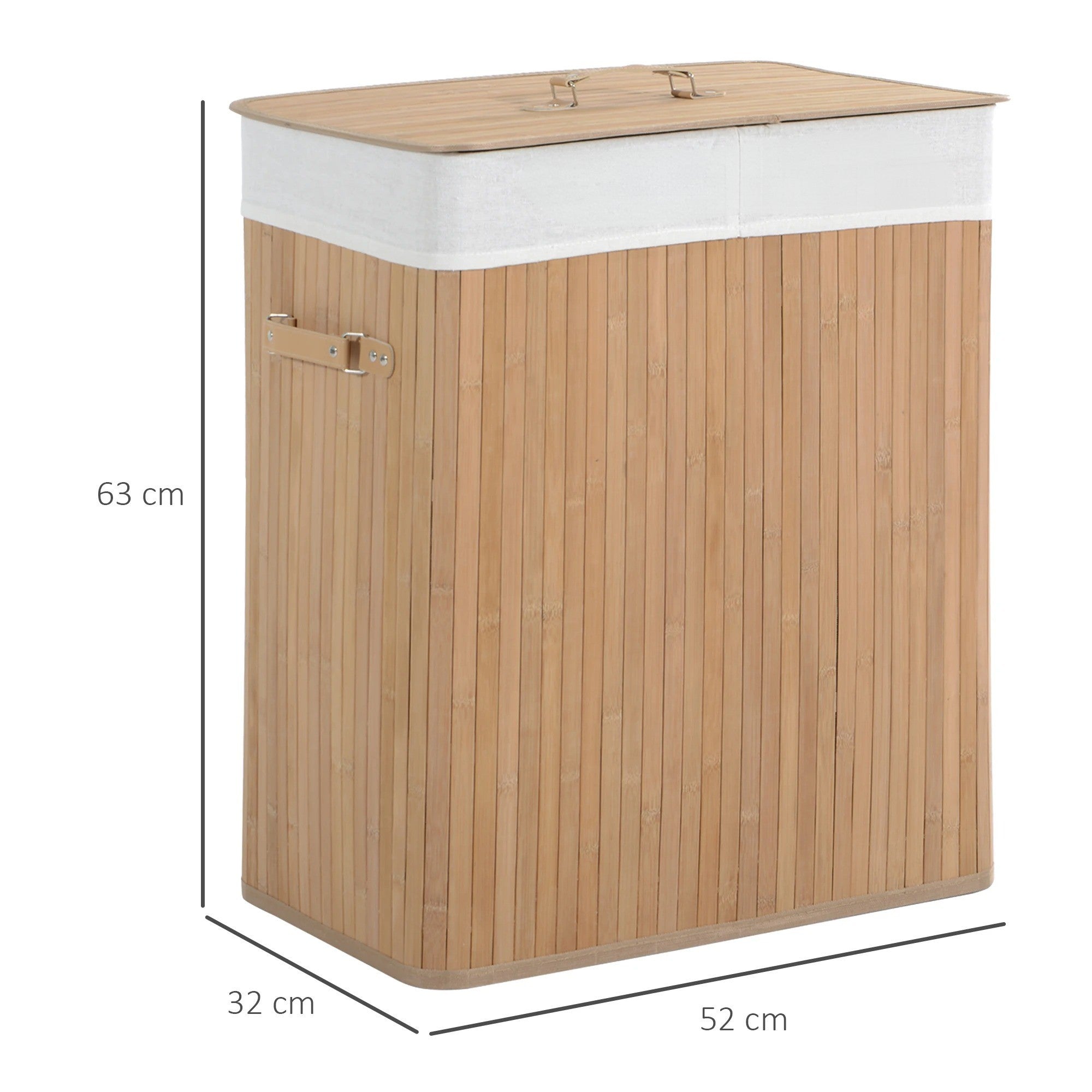 EcoTidy Korb – Bambus Wäschekorb mit 2 Fächern