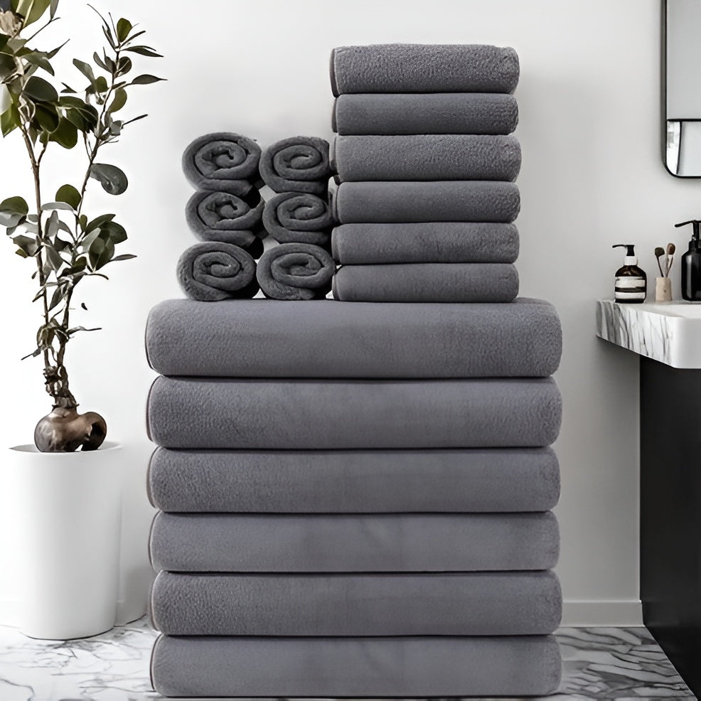 8-teiliges Set Schnell Trocknender Badetücher – Superweich Für Zu Hause Und Im Spa - Grau - Handtuch-Set