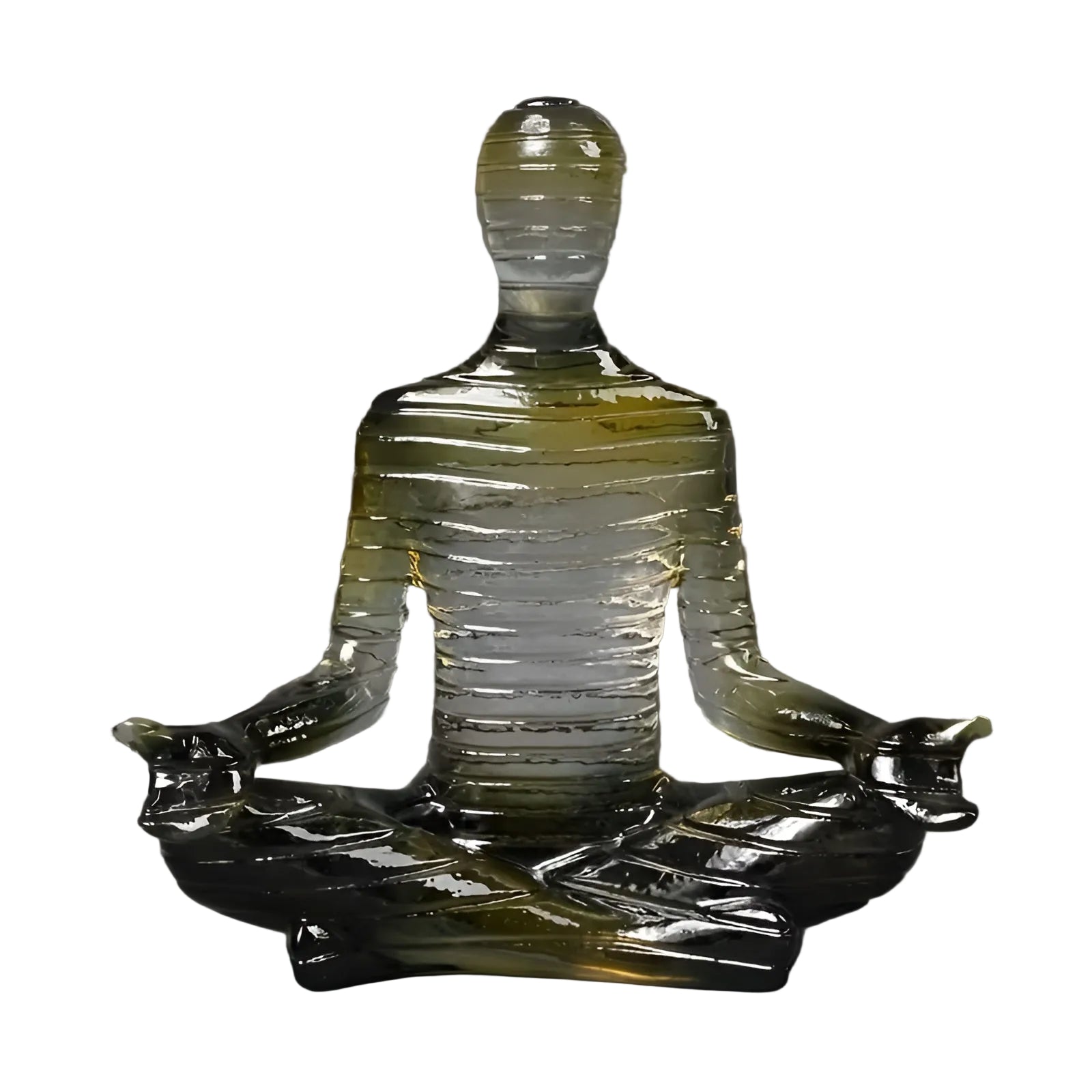 Meditative Yoga-Skulptur – Ruhige Figur in Lotusposition | Dekorative Resin-Statue für Zuhause - Gelbverlauf - Skulptur