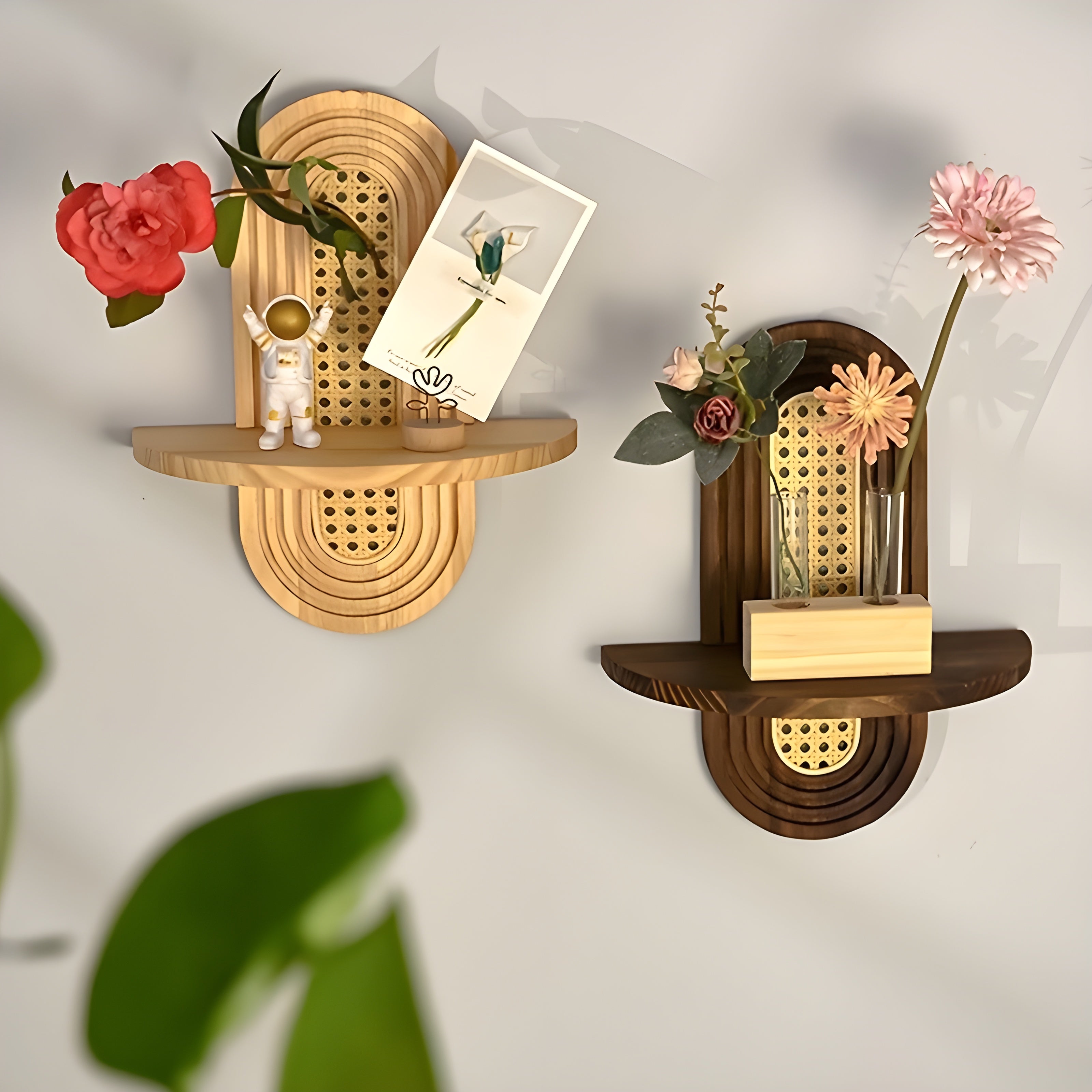 Handgefertigtes Wandregal aus Rattan – Boho-Deko für Wohnzimmer, Schlafzimmer & Balko