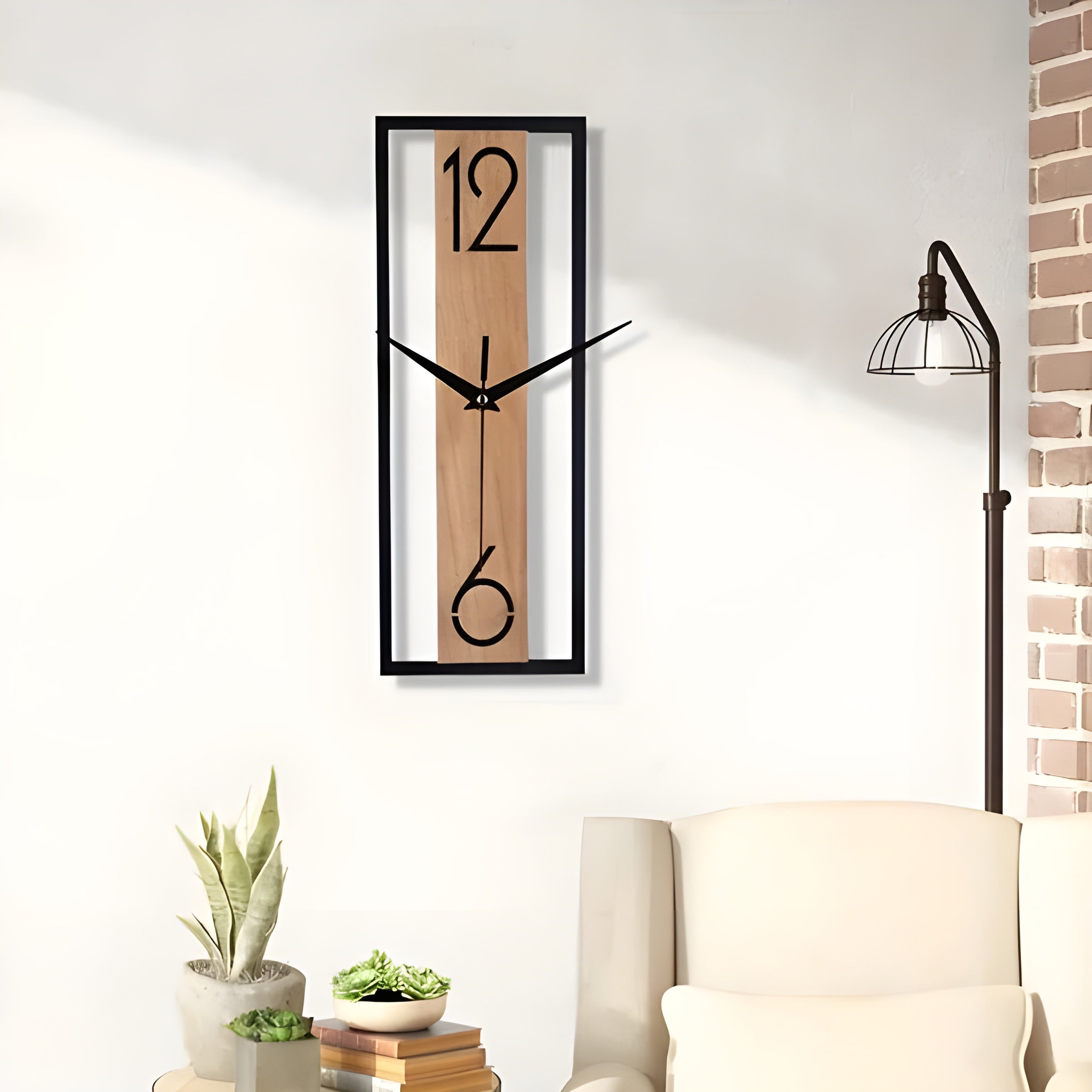 Rechteckige Wanduhr in Holzoptik – Modern und Stilvoll | Dekorativ für Wohnzimmer Büro oder Küche - 30*11cm - Wanduhr