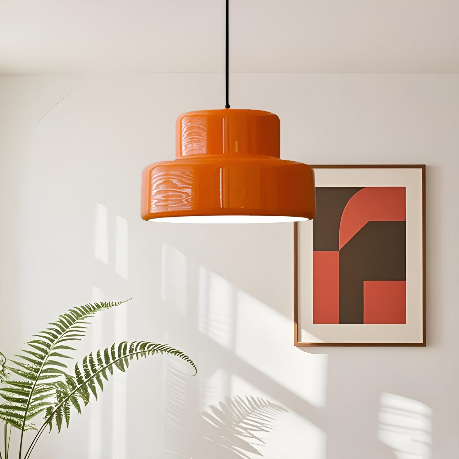 Bauhaus-Hängelampe – Vintage Optik in Orange | Stilvolle Pendelleuchte für Ihr Zuhause