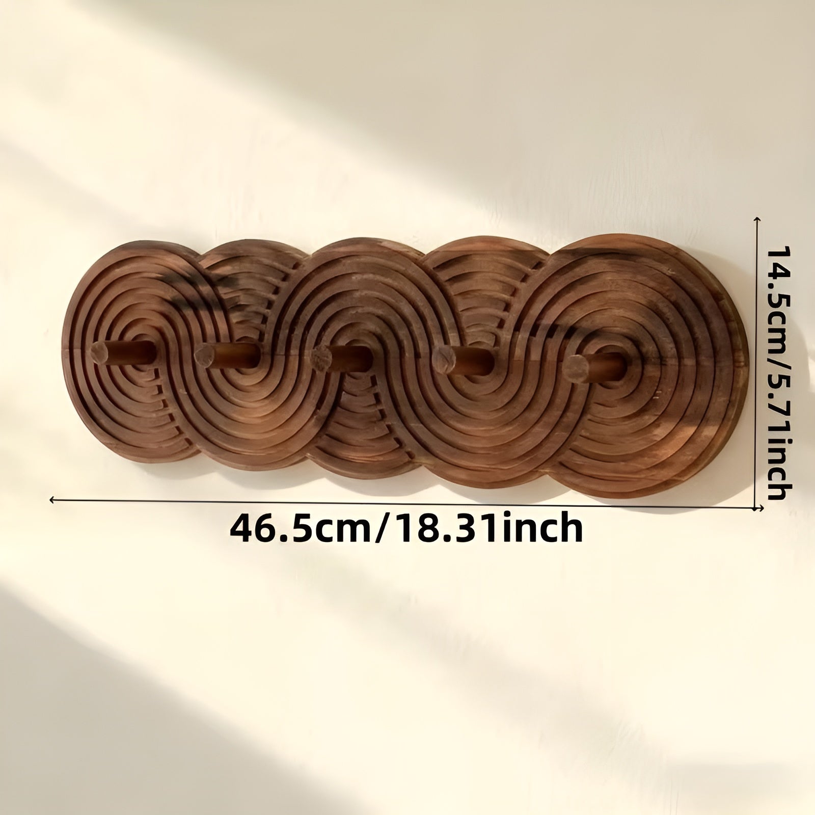 Vegghengt Krok i Tre – Enkel Montering uten Boring | Dekorativ Bohemsk Oppbevaring