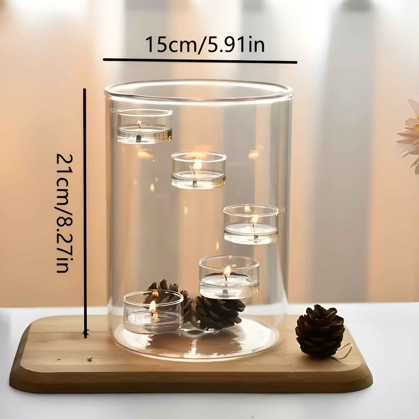 Großer Drehbarer Glas-Kerzenhalter – Europäischer Stil | Elegante & Dekorative Tischdekoration - Wohnzubehör