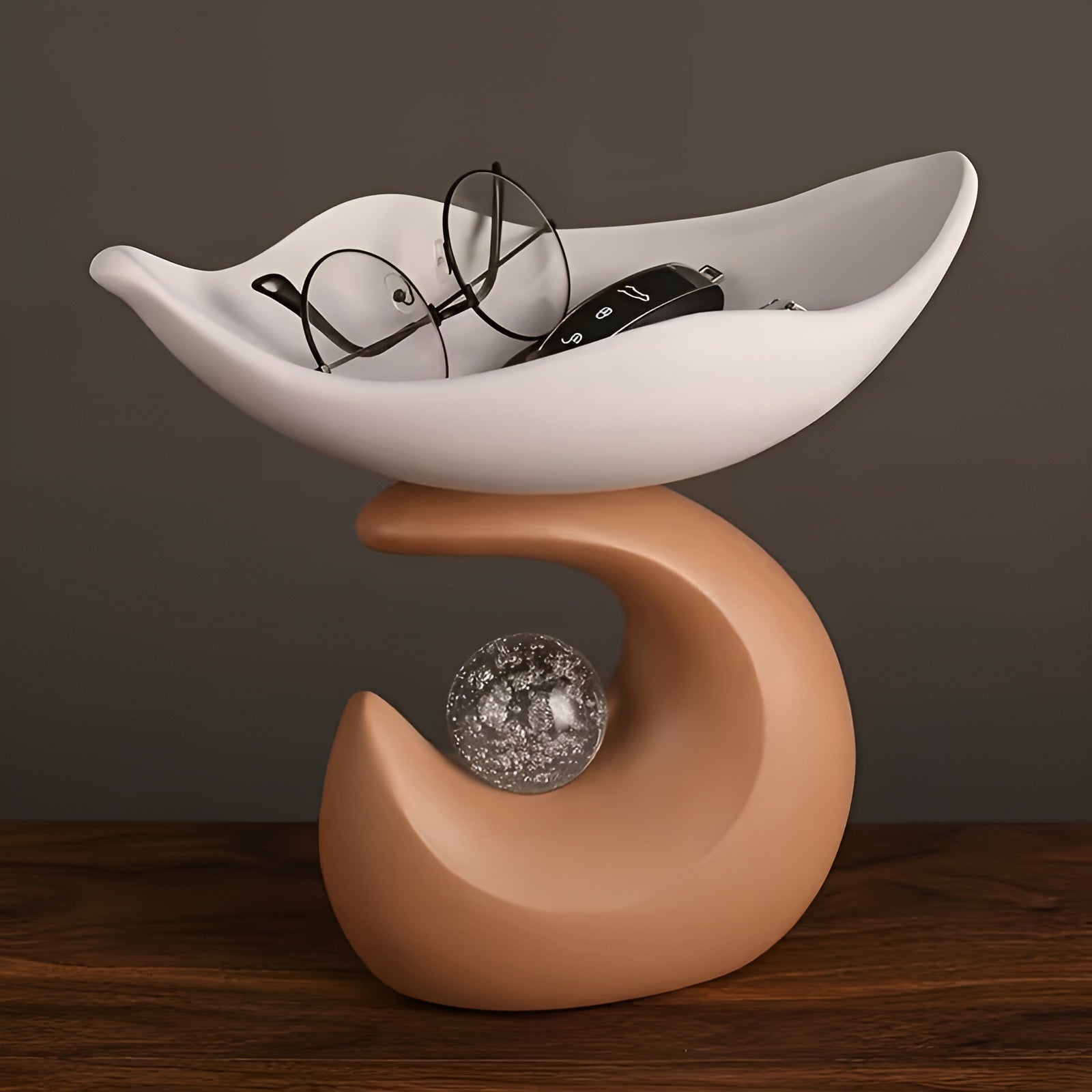 Organizer-Schale aus Kunstharz – Modernes Wellen-Design | Stilvolle Ablage für Schlüssel Brille & Schmuck - Wohnzubehör
