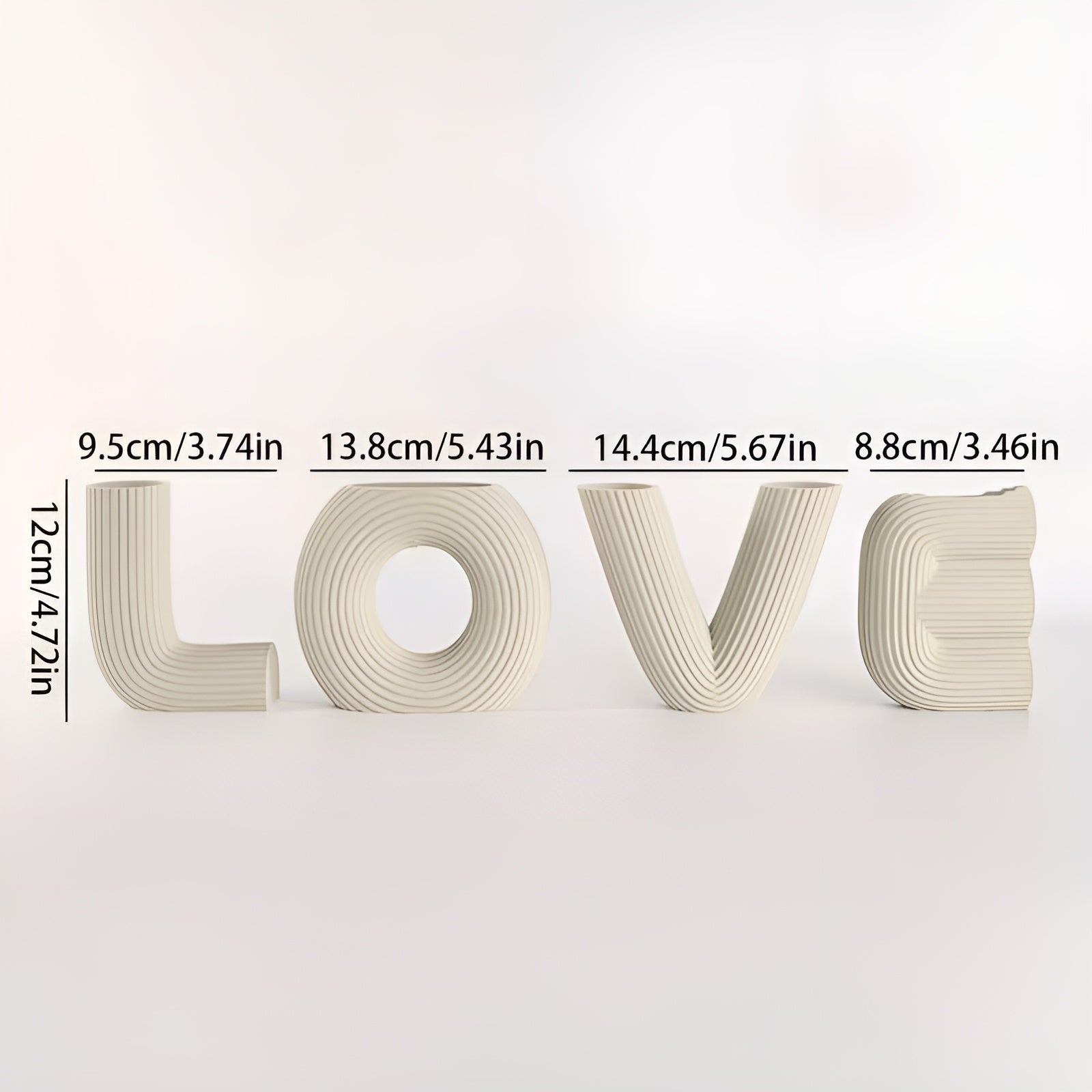4er Set Deko-Figuren Liebe – Dekoratives Kunststoff-Design | Perfekt für Wohnraum Regal & Geschenk - Weiß - Dekofigur