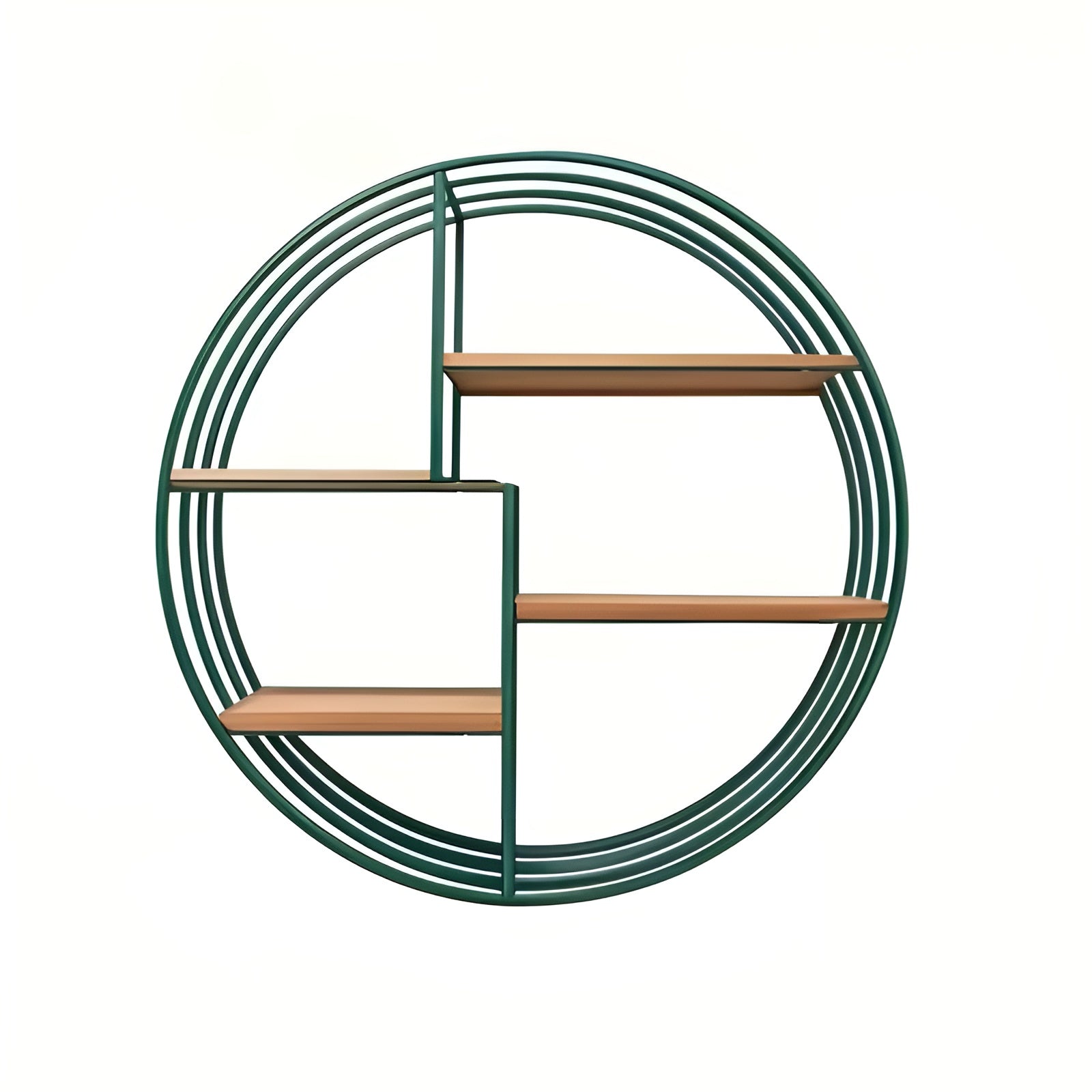 Runde Wandregal mit 4 Ebenen – Retro Design aus Holz & Metall | Dekoratives Hängeregal für Wohnzimmer Bad &