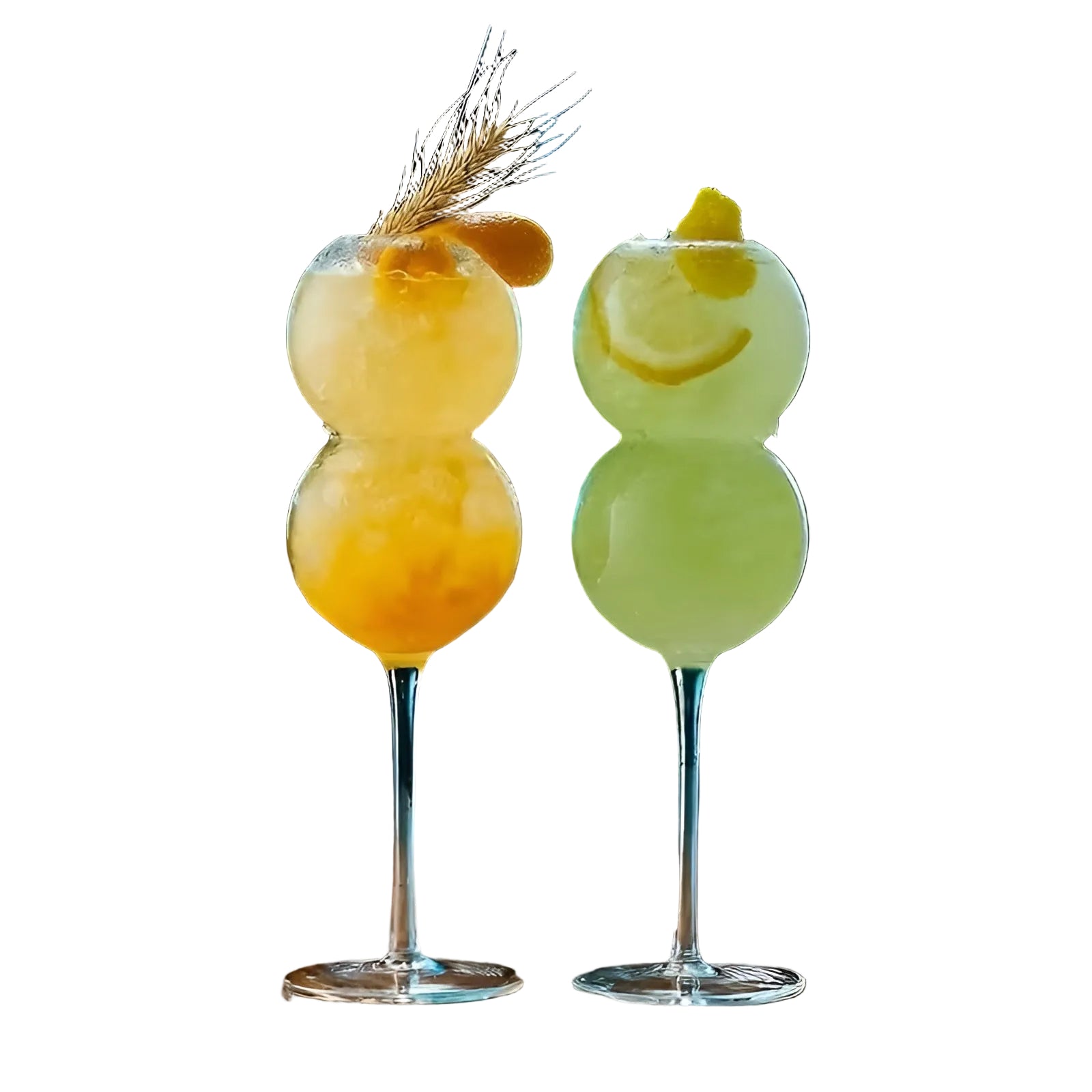 2er Set Glasbecher in Kugelform – Elegant und Dekorativ | Wiederverwendbar mit Glasstrohhalmen Perfekt für Saft Drinks