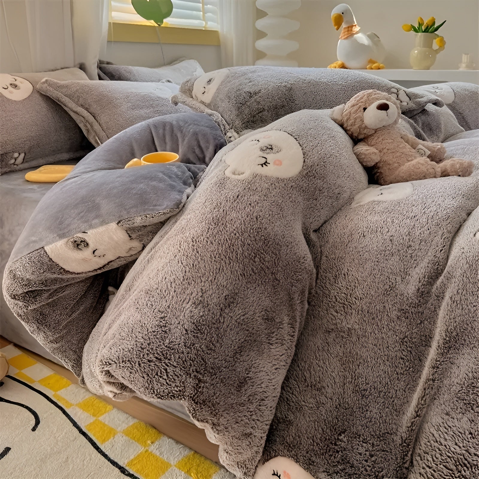 Bettwäsche-Set mit Bärenmotiv – Weich und Gemütlich | 3-teiliges Set mit Bettbezug & Kissenbezügen, Perfekt für Schlafzimmer