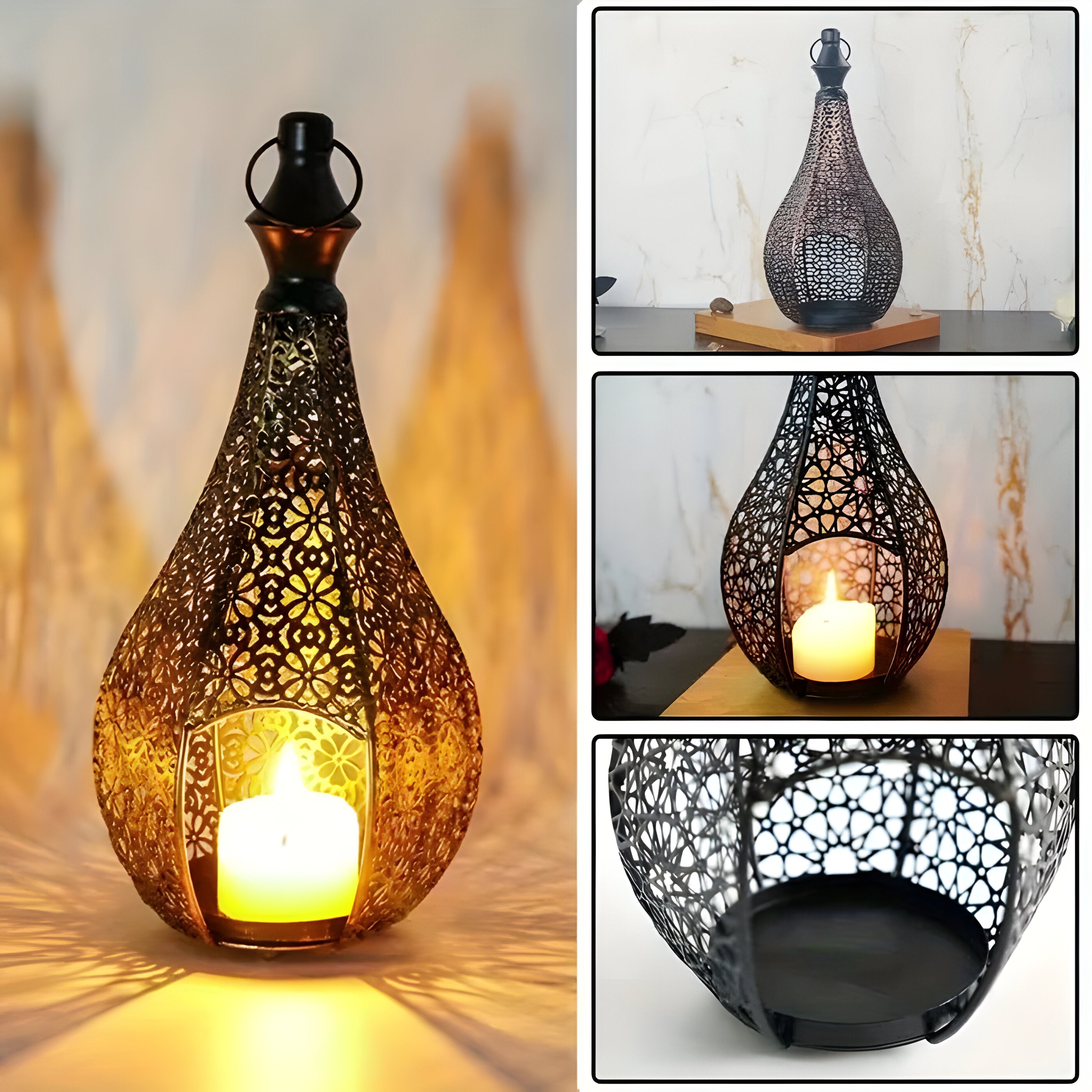 MoroccanGlow Laterne - Vintage Metall Kerzenständer Laterne
