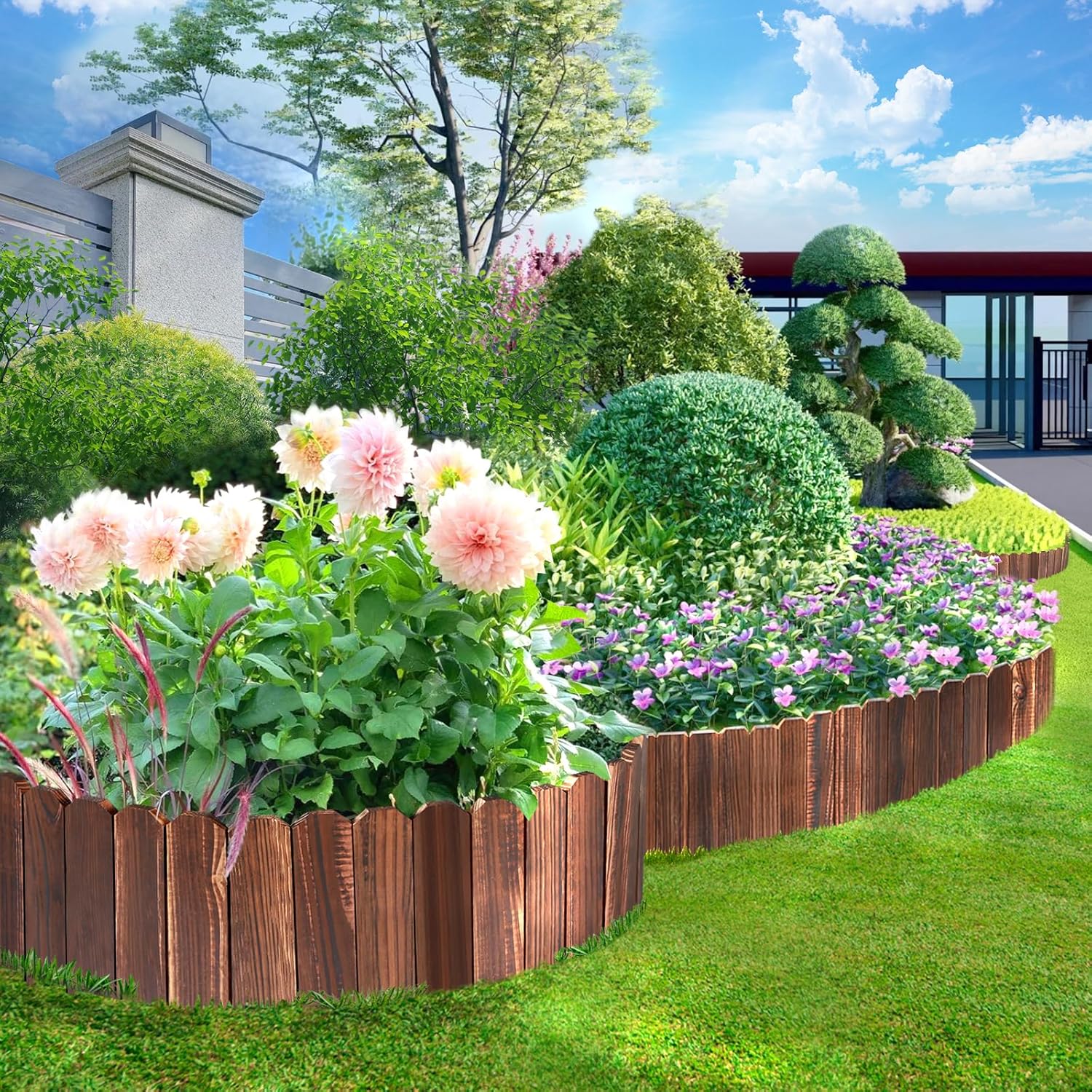 Flexibler Gartenzaun aus Holz – Dekorative Beetumrandung für Garten & Terrasse