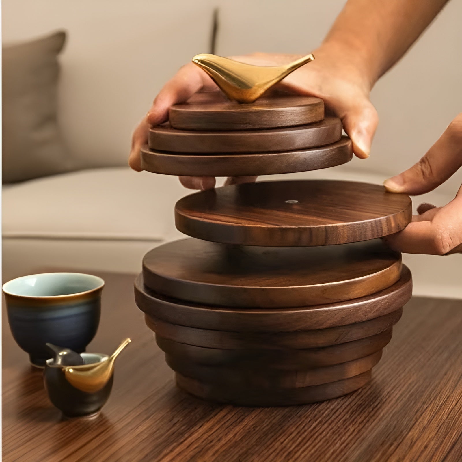 Tischuntersetzer aus Schwarznussholz – Hitzebeständig & Elegant | Schützt Tisch und Arbeitsfläche