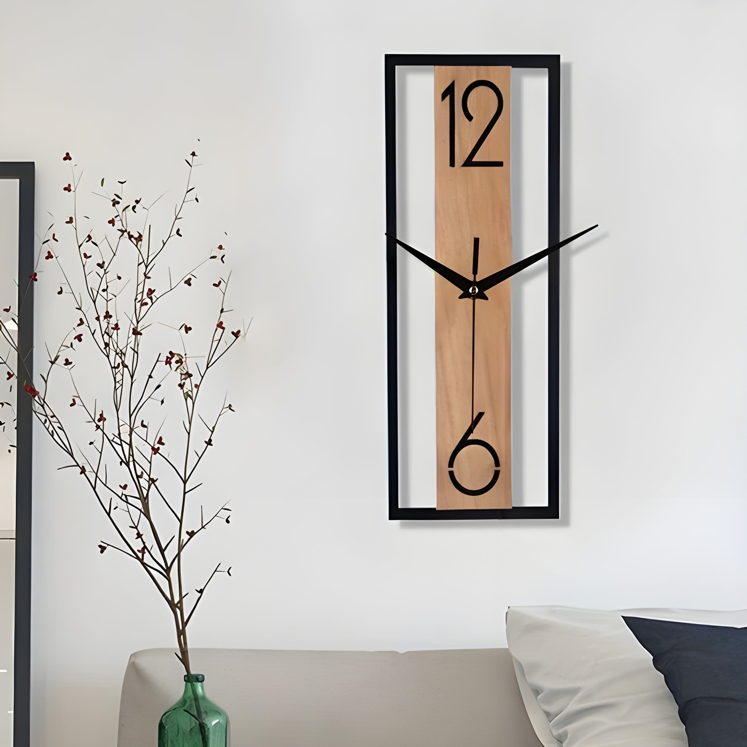 Rechteckige Wanduhr in Holzoptik – Modern und Stilvoll | Dekorativ für Wohnzimmer Büro oder Küche - 30*11cm - Wanduhr