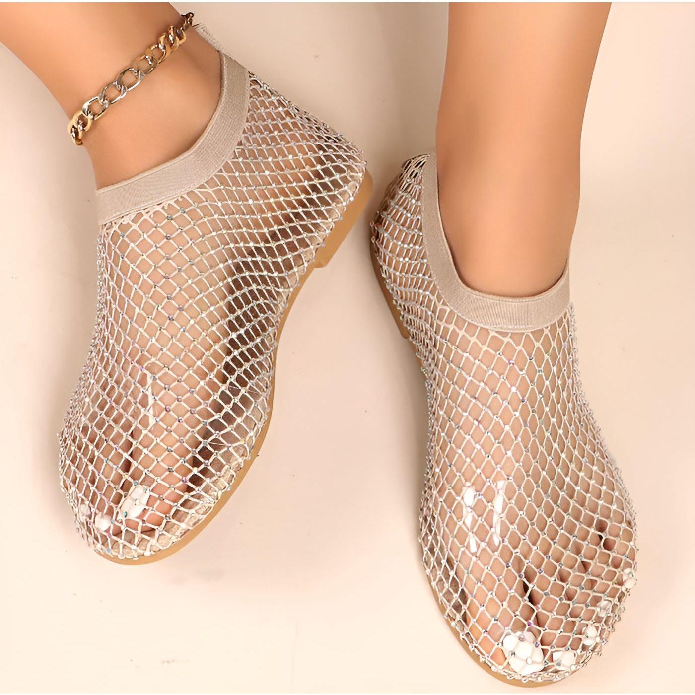 Gemma Mesh Sandals - Elegante und Atmungsaktive Sommersandalen mit Diamant-Luxus - Elegare