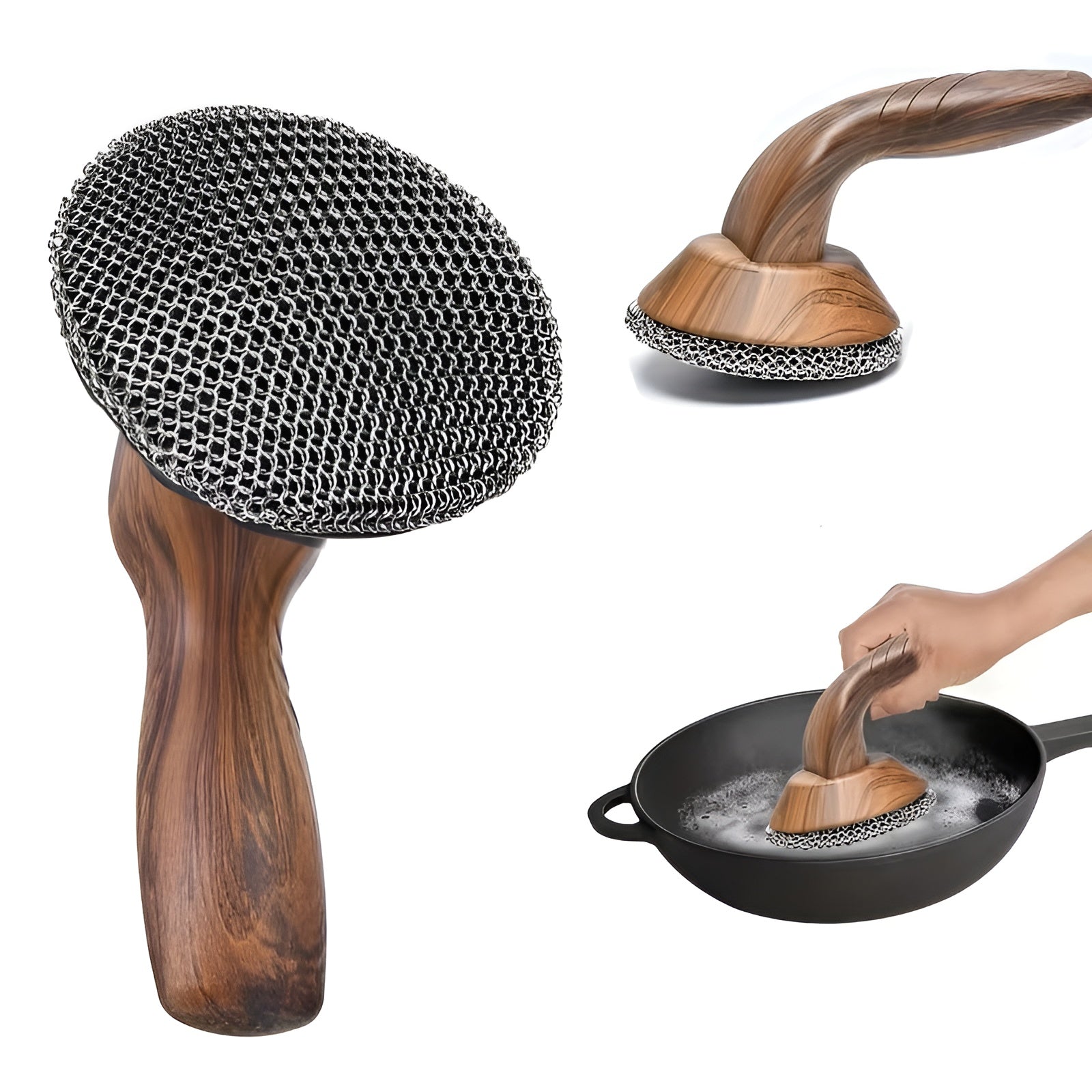 Edelstahl-Kettenreiniger für Gusseisen – Entfernt Eingebranntes mühelos | Ideal für Pfannen & Dutch Oven - 1