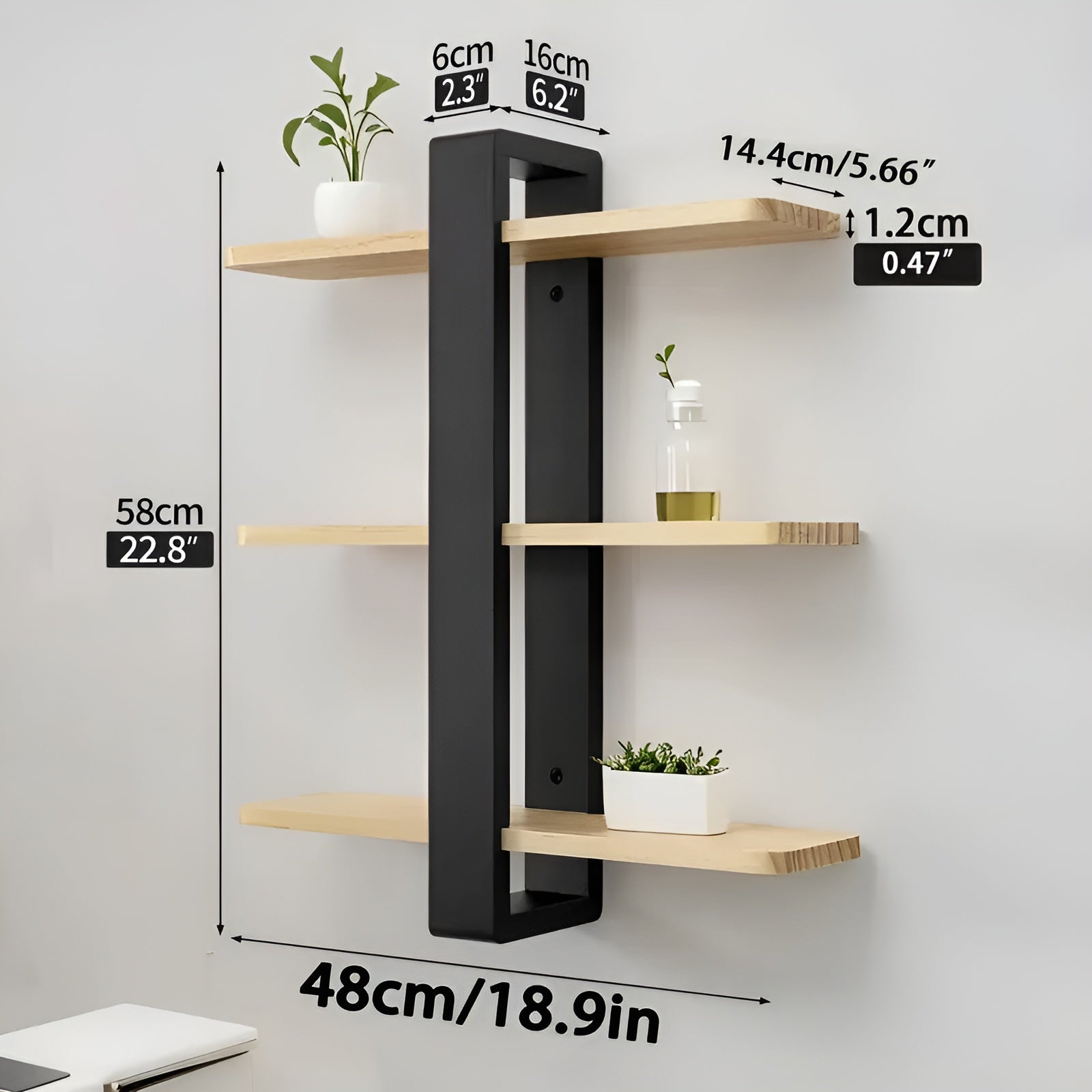 Wandregal aus Kiefernholz – 3 Ebenen und stabil | Perfekt für die Wohnraumgestaltung
