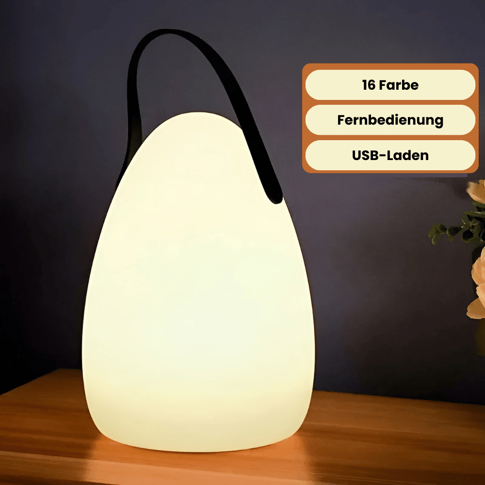 Kabellose LED Tischlampe – Tragbar & Wasserdicht mit Fernbedienung | Für Garten, Balkon & Wohnzimmer
