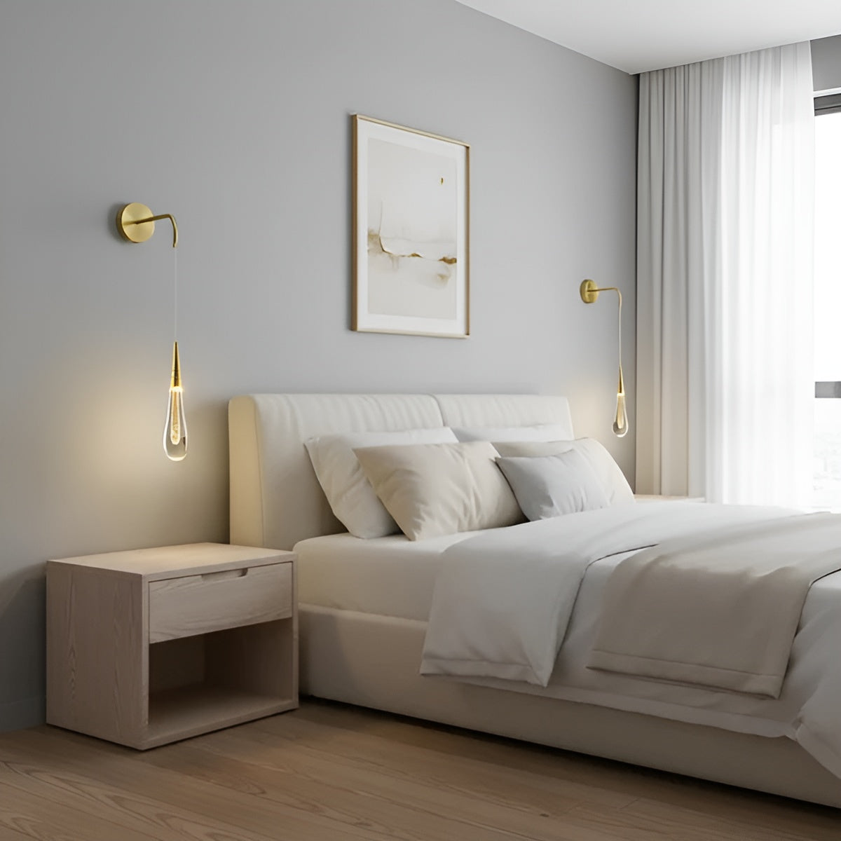 Funkelnde Regentropfen Kristall-pendelleuchte – Stilvolle Und Elegante Wandleuchte Perfekt Für Das Schlafzimmer