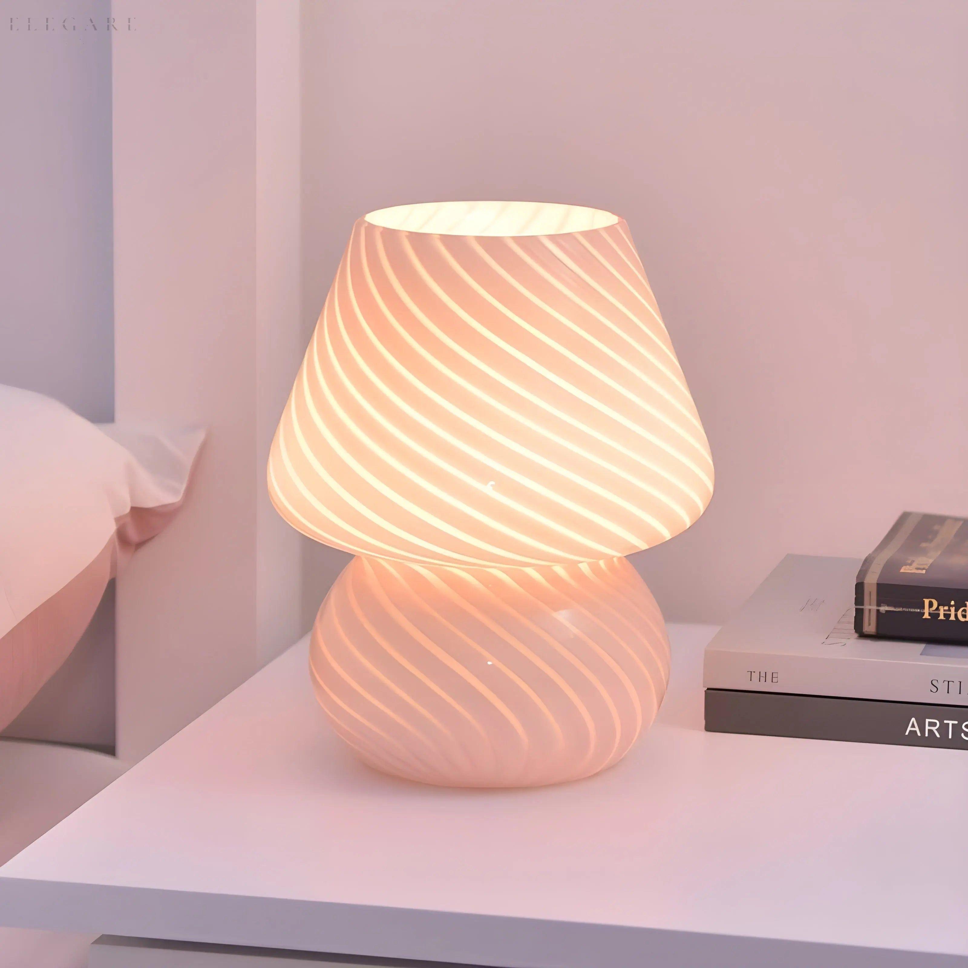Anik - Kleine Pilz Glas Tischlampe - Elegare - DEA026 - Rosa