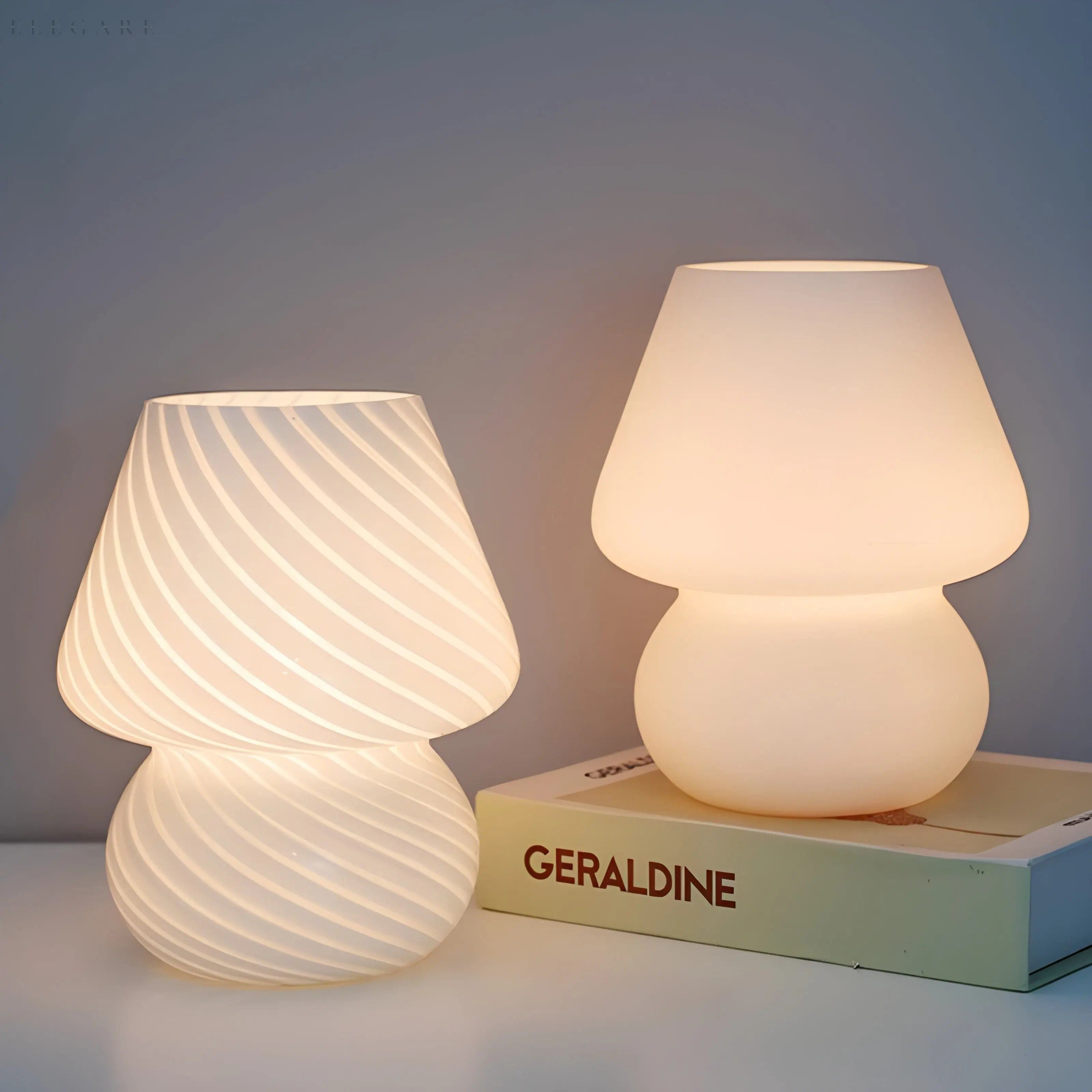 Anik - Kleine Pilz Glas Tischlampe - Elegare - DEA026 -