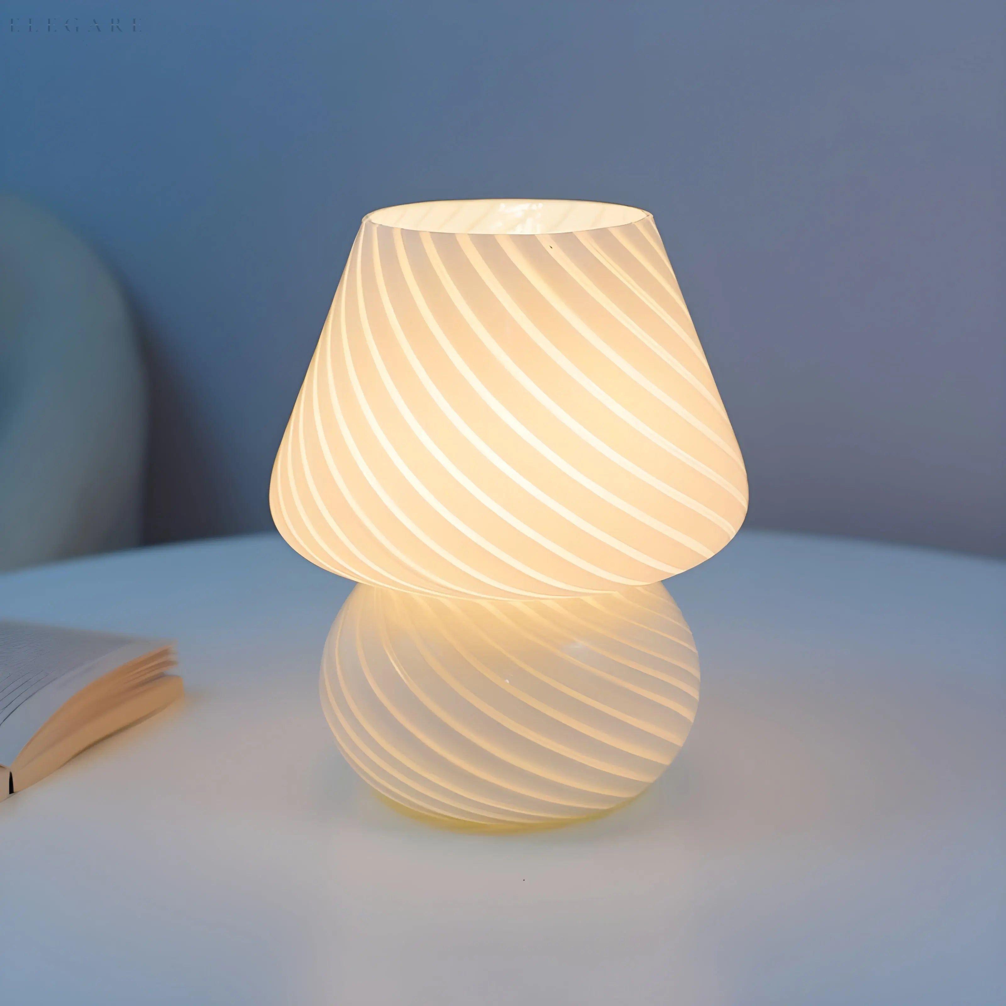 Anik - Kleine Pilz Glas Tischlampe - Elegare - DEA026 - Weiß