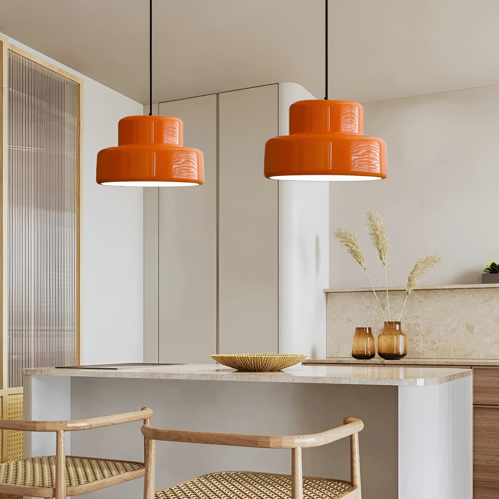 Bauhaus-Hängelampe – Vintage Optik in Orange | Stilvolle Pendelleuchte für Ihr Zuhause
