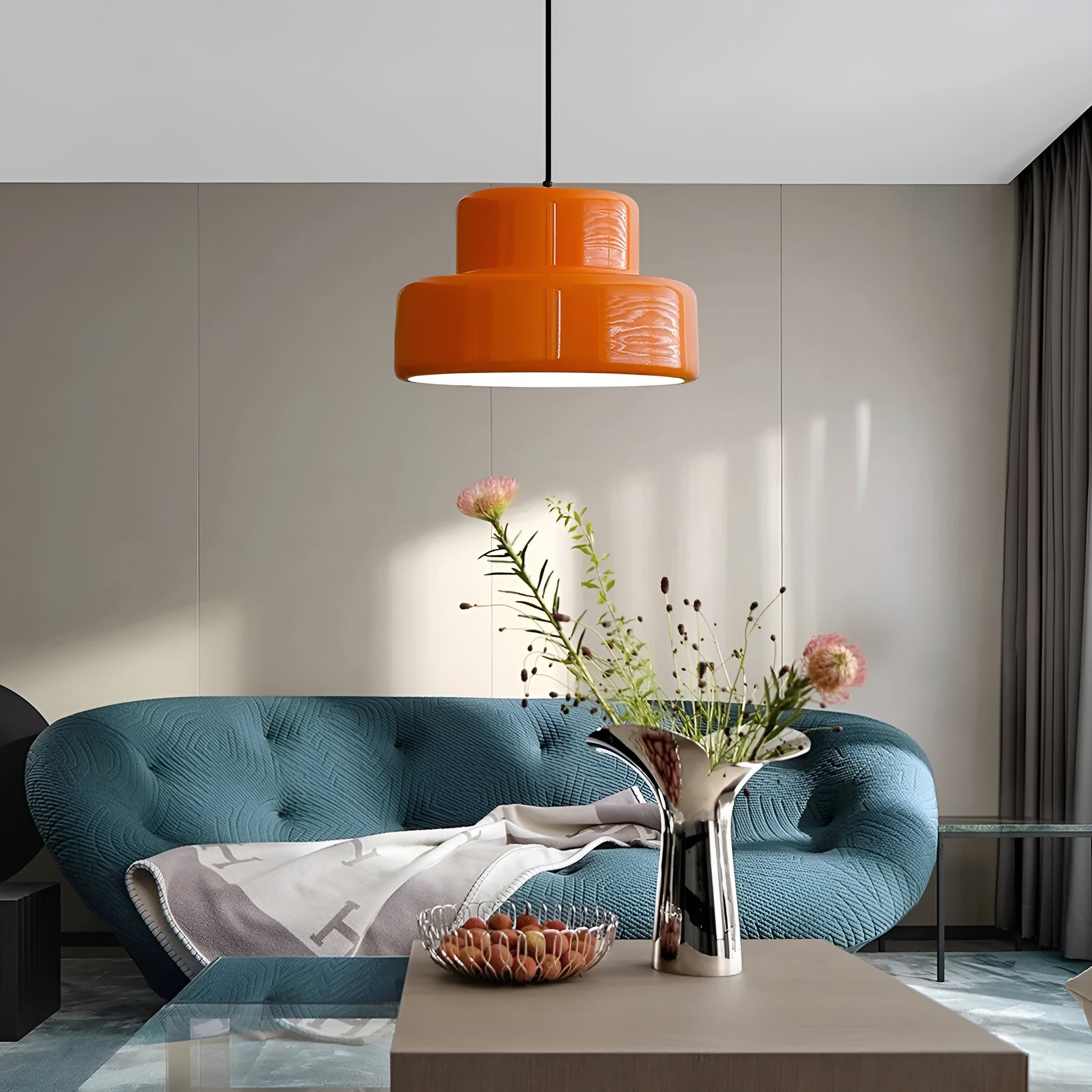 Bauhaus-Hängelampe – Vintage Optik in Orange | Stilvolle Pendelleuchte für Ihr Zuhause