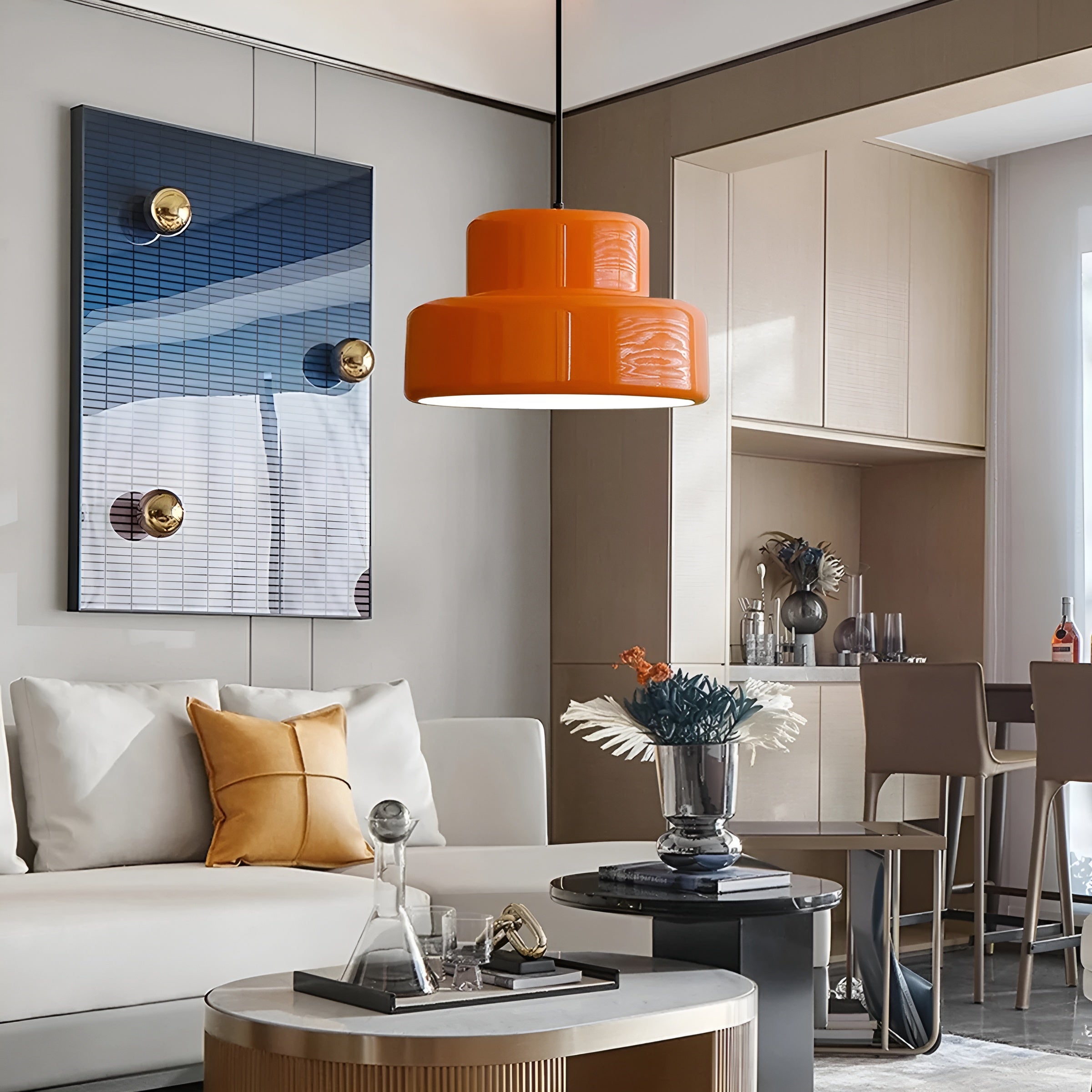 Bauhaus-Hängelampe – Vintage Optik in Orange | Stilvolle Pendelleuchte für Ihr Zuhause