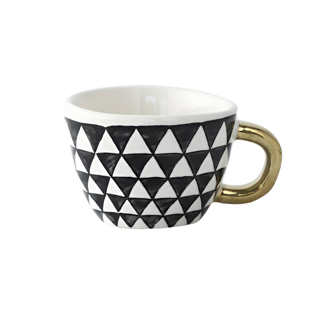 Keramiktasse mit geometrischem Design – Stilvoll und modern | Ideal für Kaffee oder Tee