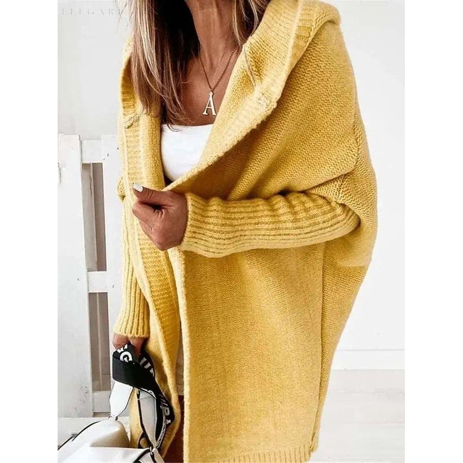Charlotte - Mittellanger Kapuzenmantel mit Einfarbigen Nähten - Elegare - DEA058 - Gelb-XL