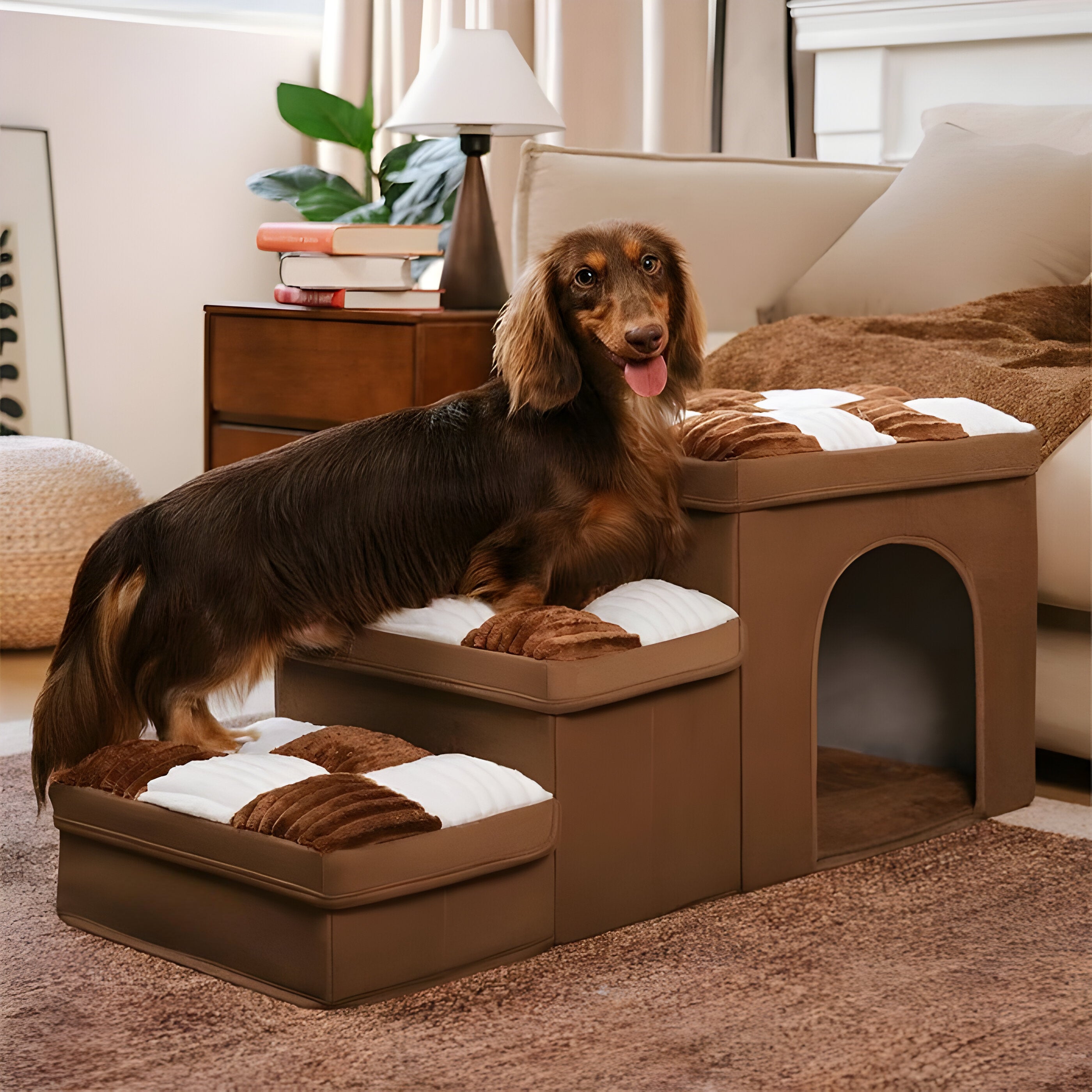 FetchFold Hundetreppe – Handgefertigte Hundetreppe mit Stauraum