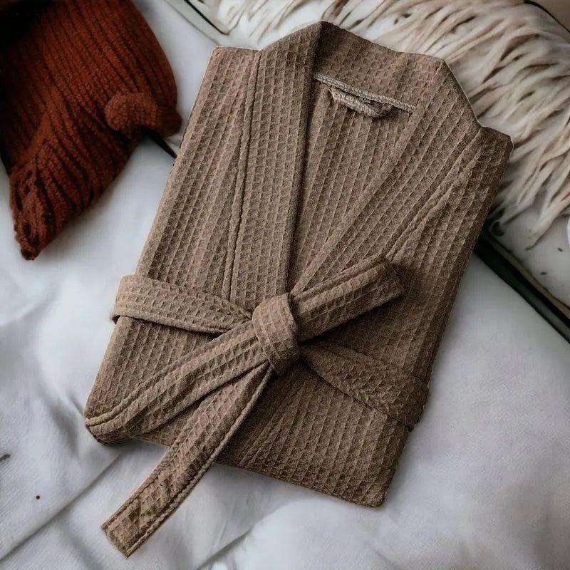Classic Turkish Cotton Waffle Bathrobe veloravault