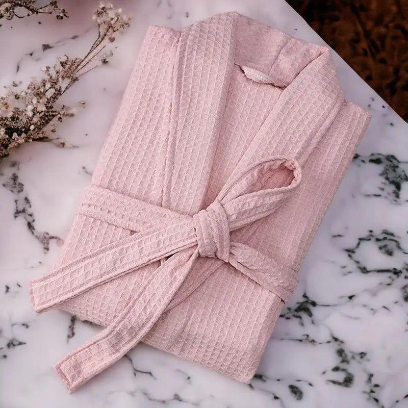 Classic Turkish Cotton Waffle Bathrobe veloravault