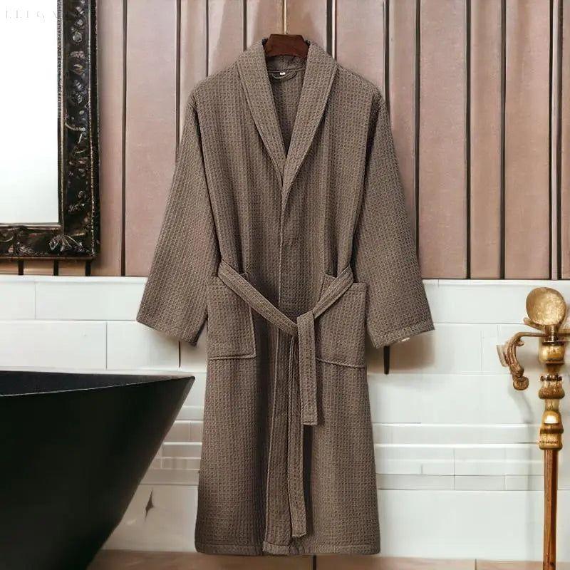 Classic Turkish Cotton Waffle Bathrobe veloravault