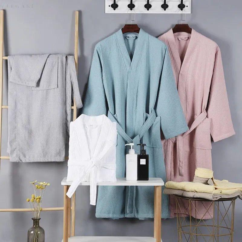 Classic Turkish Cotton Waffle Bathrobe veloravault