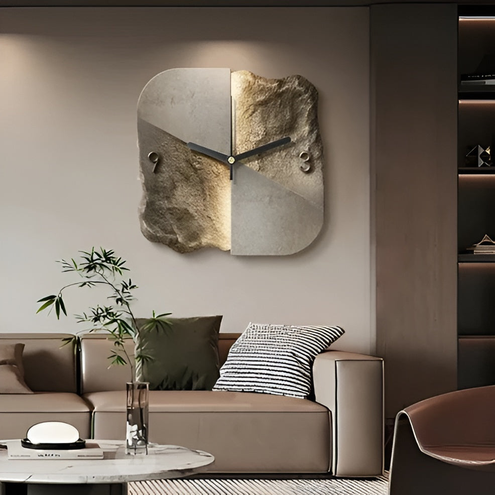 Sandstein-Wanduhr – Modernes 3D-Design | Dekorativ für Wohnzimmer und Büros