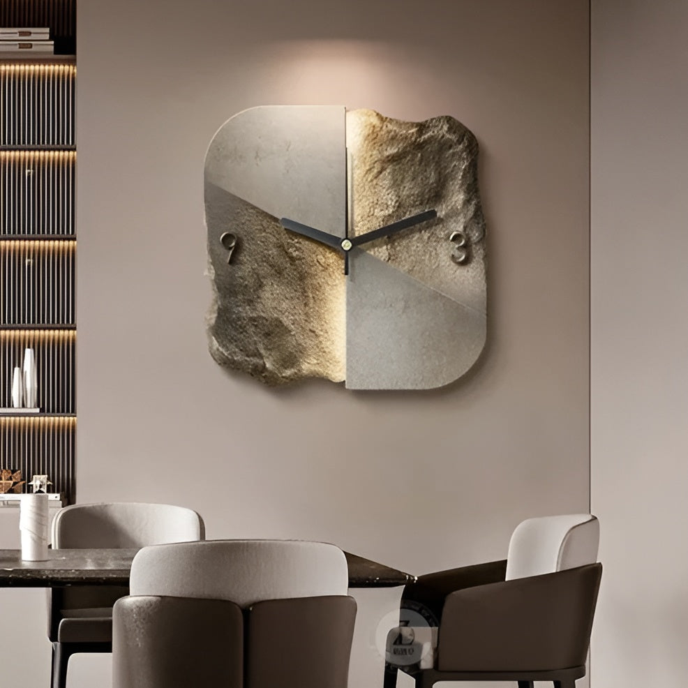 Sandstein-Wanduhr – Modernes 3D-Design | Dekorativ für Wohnzimmer und Büros