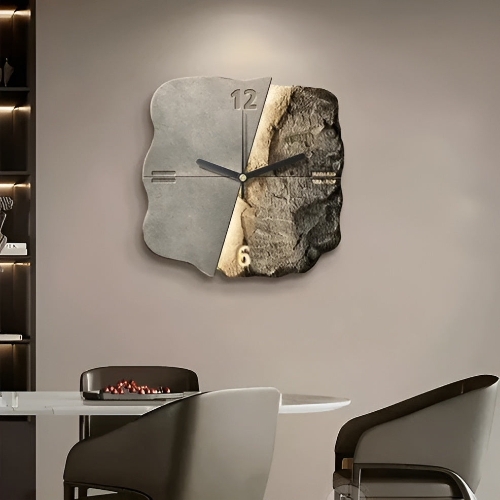 Sandstein-Wanduhr – Modernes 3D-Design | Dekorativ für Wohnzimmer und Büros