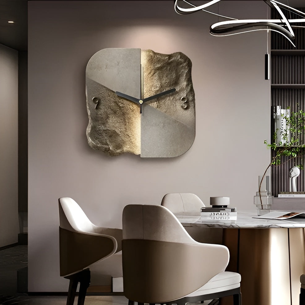 Sandstein-Wanduhr – Modernes 3D-Design | Dekorativ für Wohnzimmer und Büros