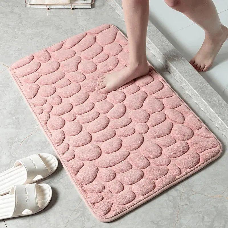 Cobblestone Mat - Rutschfeste und saugfähige Badematte - Elegare - - Rosa-500x800mm