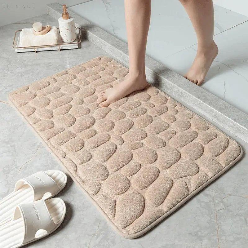 Cobblestone Mat - Rutschfeste und saugfähige Badematte - Elegare - - Khaki-500x800mm