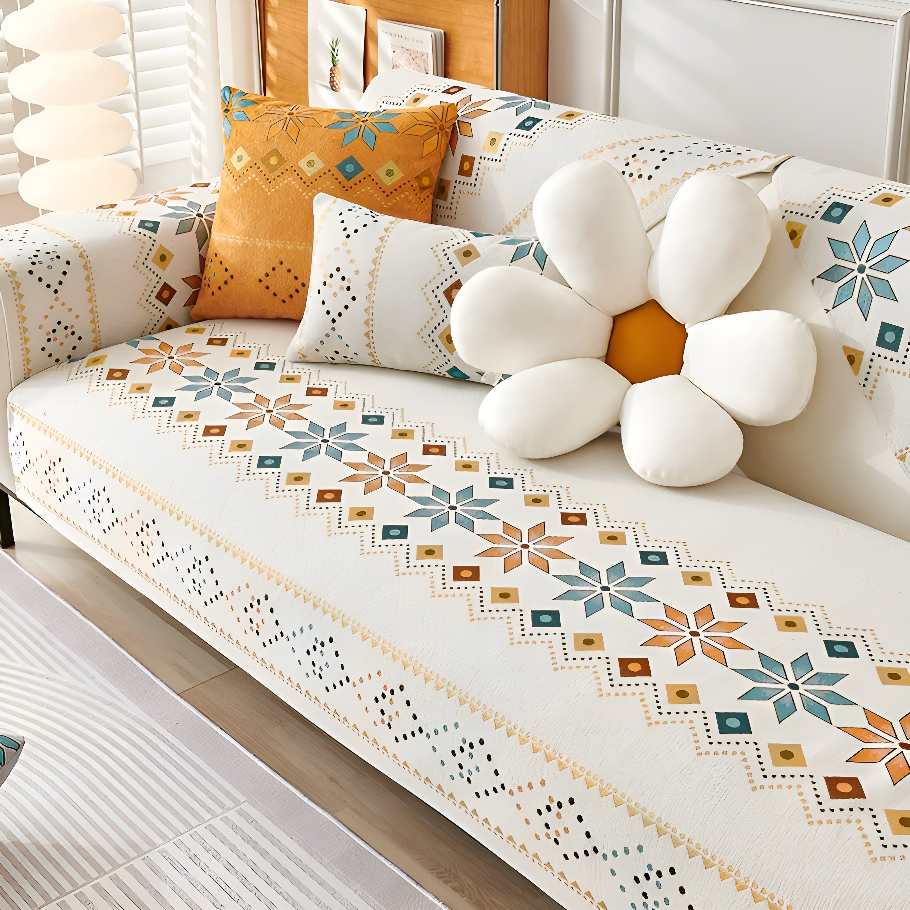 Sofabezug im Boho-Stil – Elastisch & Ganzjährig Nutzbar | Schützt und Verleiht Neue Optik