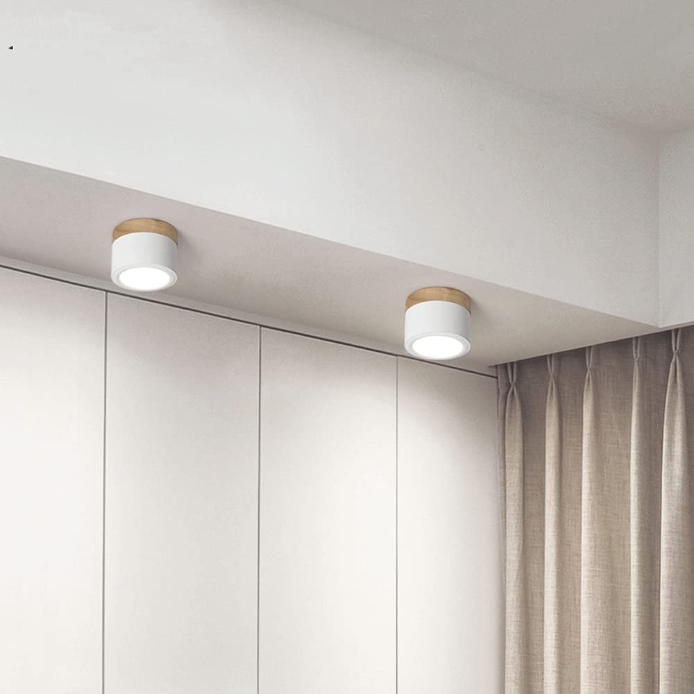 Cylinda LED-Deckenleuchte Wohnzimmer mit Holzdetail – energiesparende Innenbeleuchtung, Ansicht 5