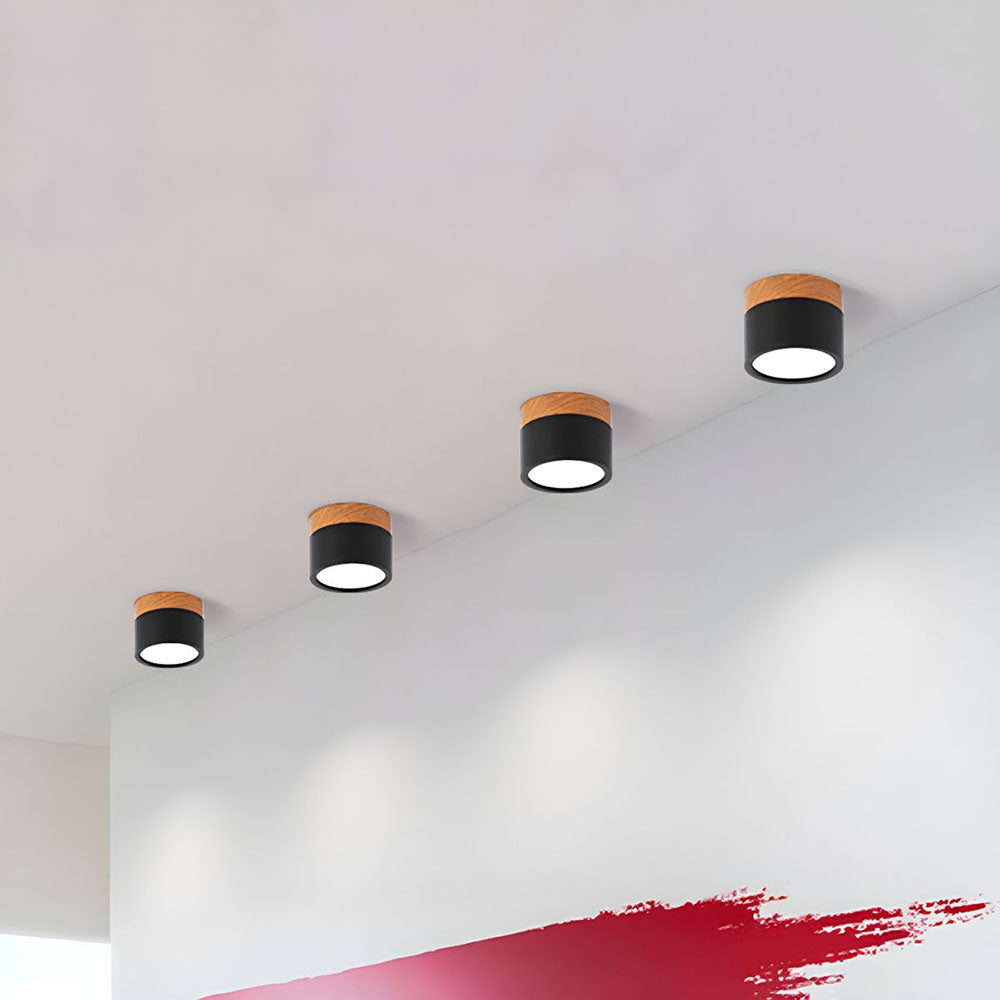 Cylinda LED-Deckenleuchte Wohnzimmer mit Holzdetail – energiesparende Innenbeleuchtung, Ansicht 9