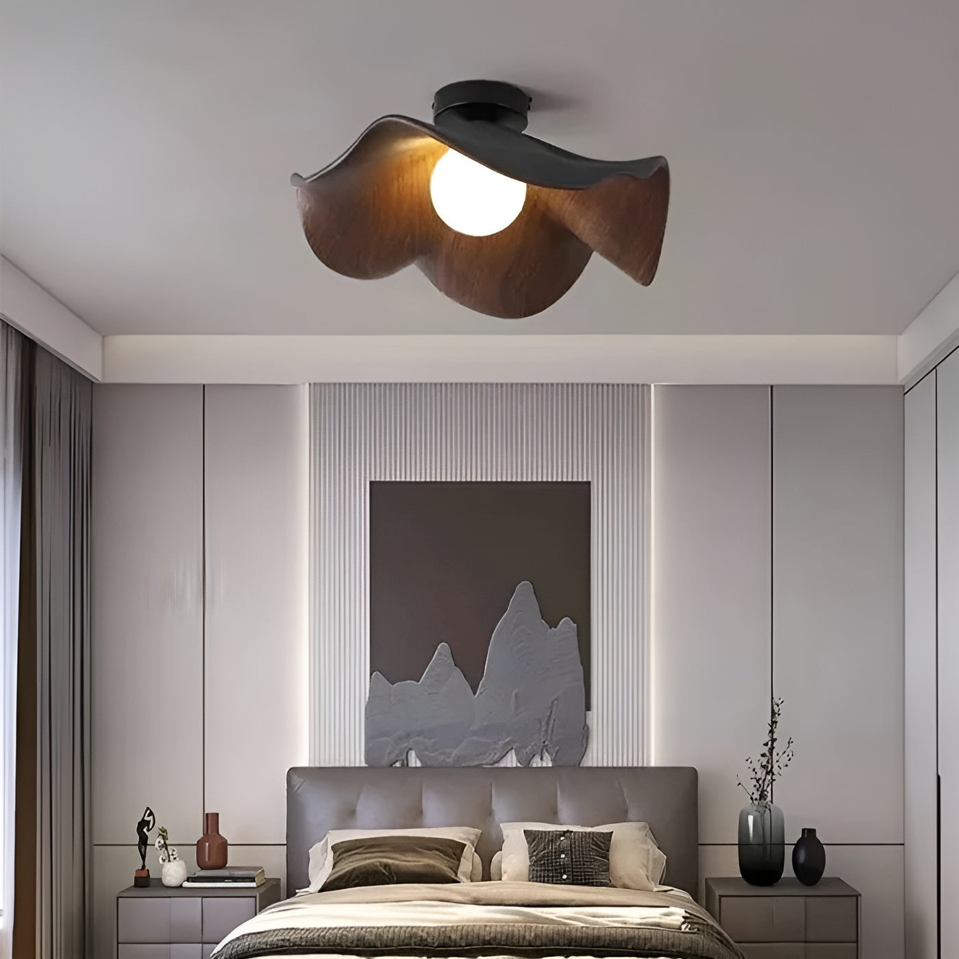 PetalBeam Light – Nordische Lotusblatt-Holz-Deckenleuchte