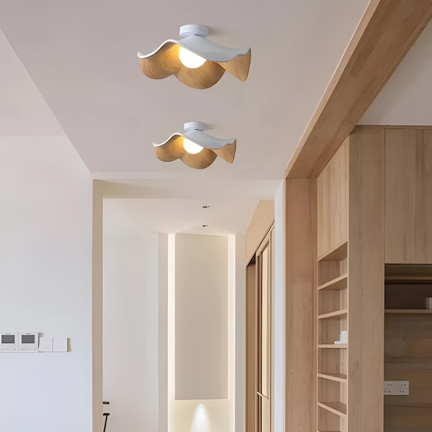 PetalBeam Light – Nordische Lotusblatt-Holz-Deckenleuchte